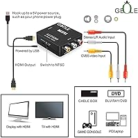 Vista 3 de RCA a HDMI AV a HDMI Convertidor 1080P Mini RCA compuesto CVBS AV a HDMI Video Audio Adaptador de convertidor compatible con PAL NTSC con cable