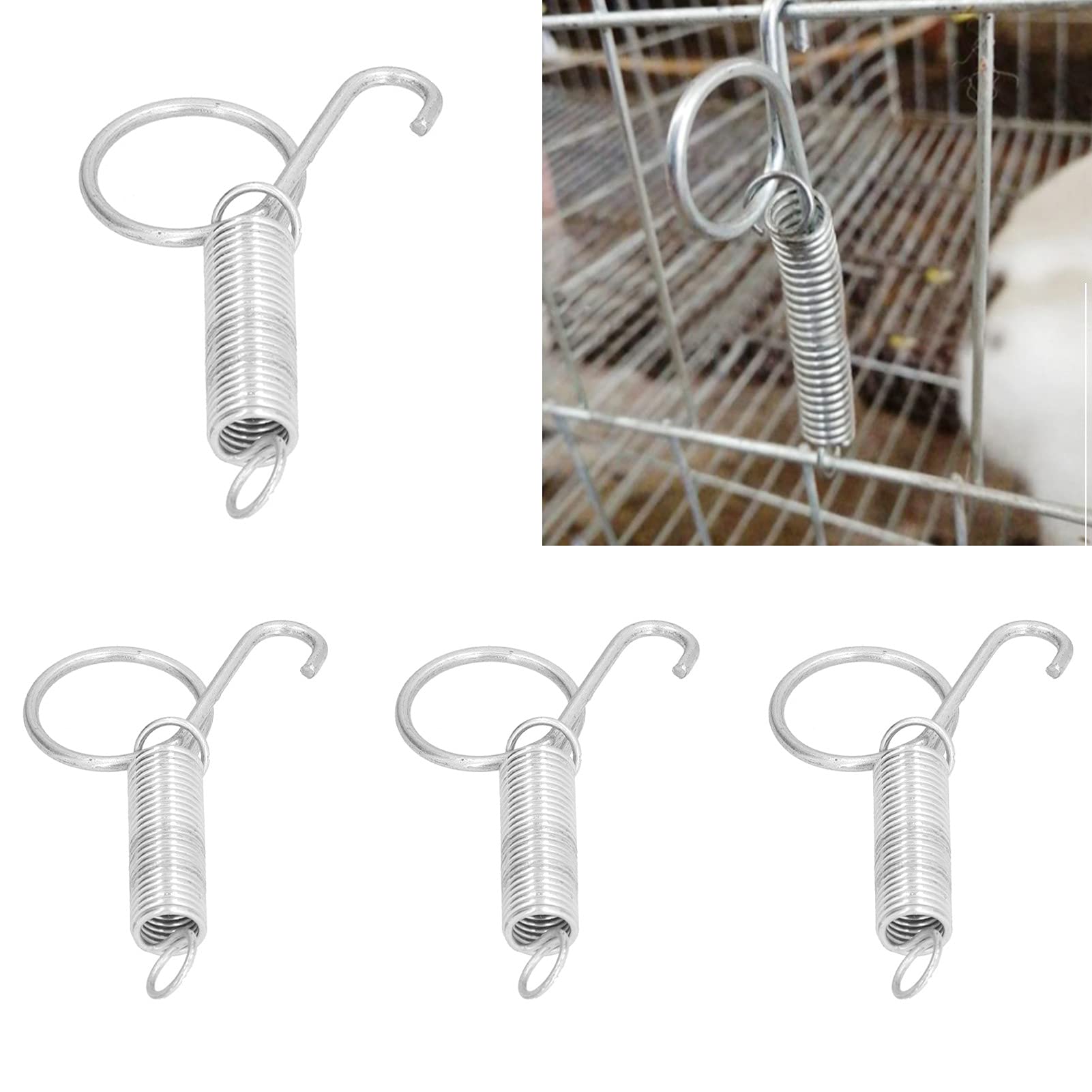 Resorte De Jaula De Conejo, 20 Piezas Multifuncional Gancho De Resorte De Dedo Para El Hogar, Granja, Jaulas De Conejos Para Tienda De Mascotas, Jaulas De(Gancho de puerta de jaula de resorte grande)