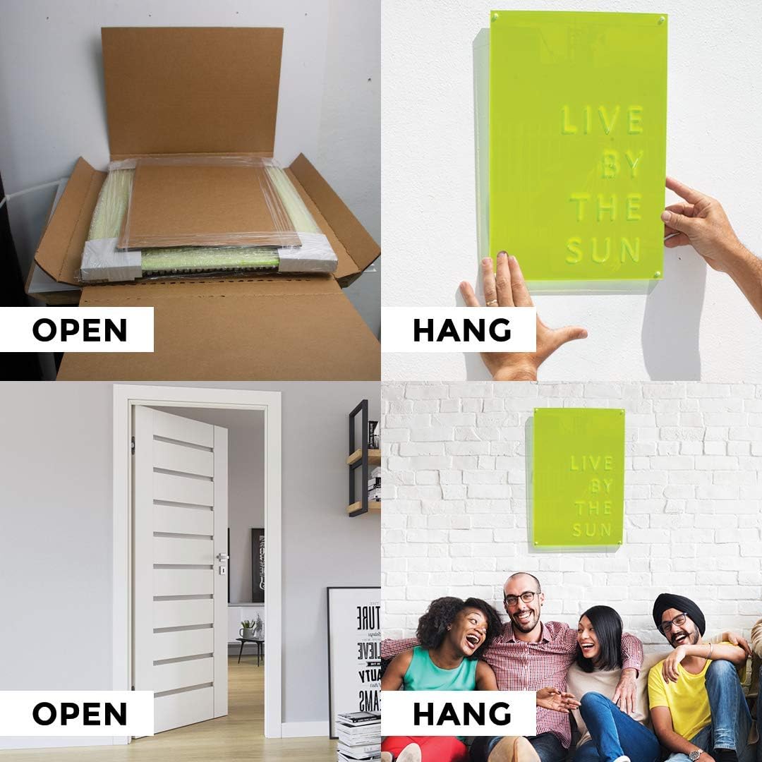 Best Deal 🛒 4ArtWorks - Live by The Sun Neon Wall Art - Inspirational Sign for Your Bedroom, Living Room, Bathroom, Office or Dorm - Hand Assembled & Made in The USA (16 W x 24 T, Neon Green)