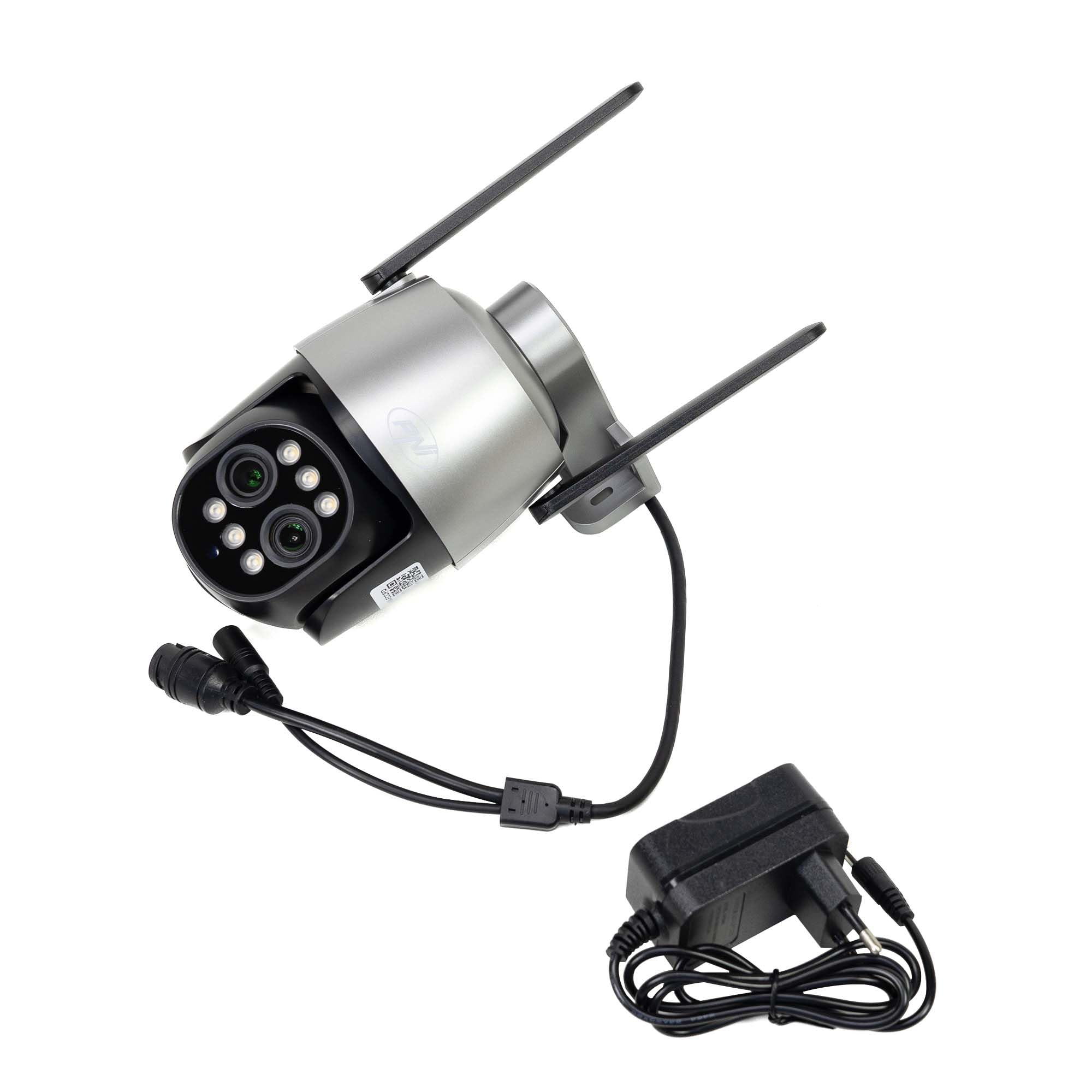 PNI Telecamera di videosorveglianza House IP574 con Wi-Fi, PTZ, doppia lente 4MP + 4MP, zoom ottico 10X, IP65