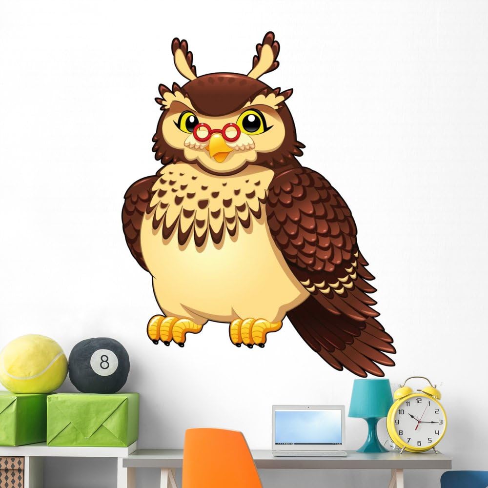Wallmonkeys Funny Owl Cartoon and Wall Decal Peel and Stick Graphic (60 in H x 48 in W) WM235172