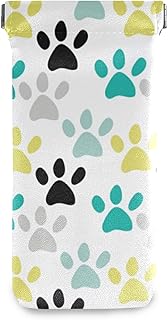 OTVEE Colored Dog Paw Eyeglass Pouch Microfiber Leather Squeeze Top Stylish Sunglasses Case for Women