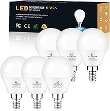 hansang E12 LED Ceiling Fan Light Bulbs 6000K Cool Daylight, 6W 60Watt Equivalent, A15 Small Candelabra Base Chandelier Bulbs, 600LM, Non-dimmable, 6 Pack