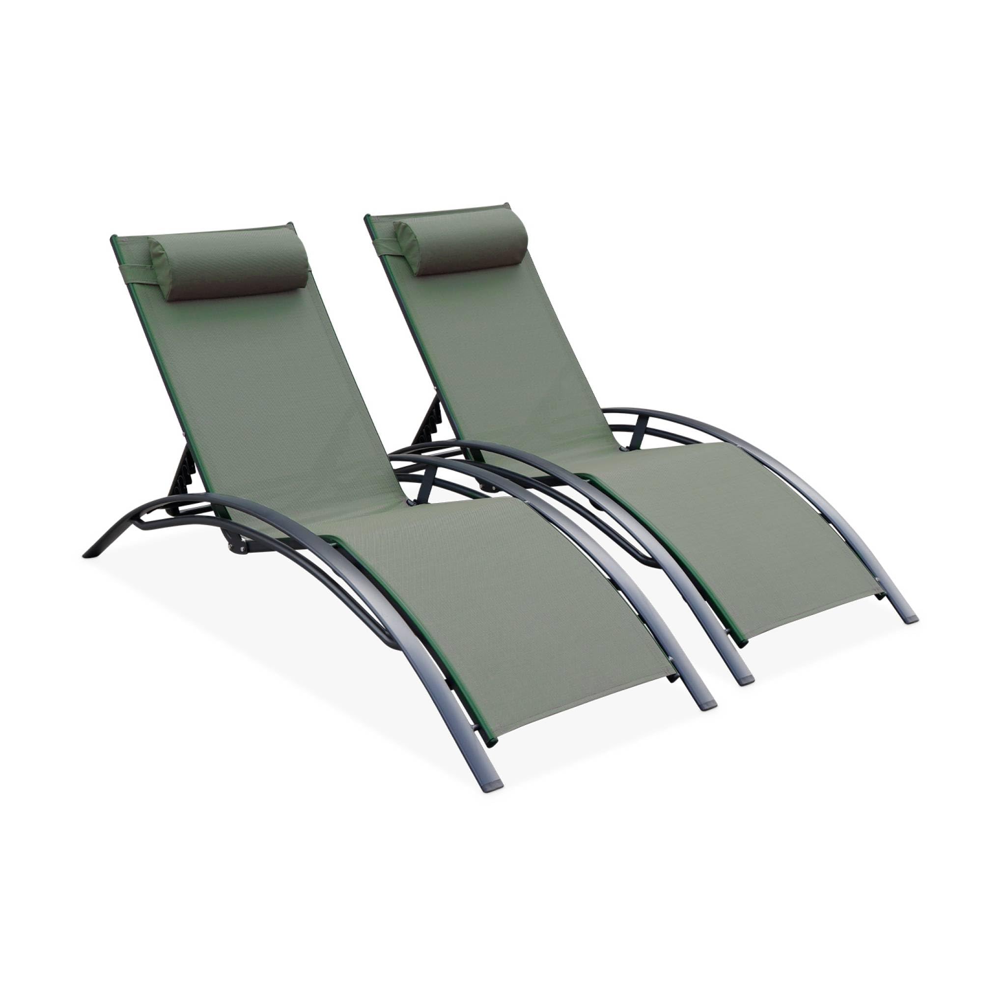 Set 2 sdraio in alluminio textilene multiposizione Antracite - 167x64x82 cm