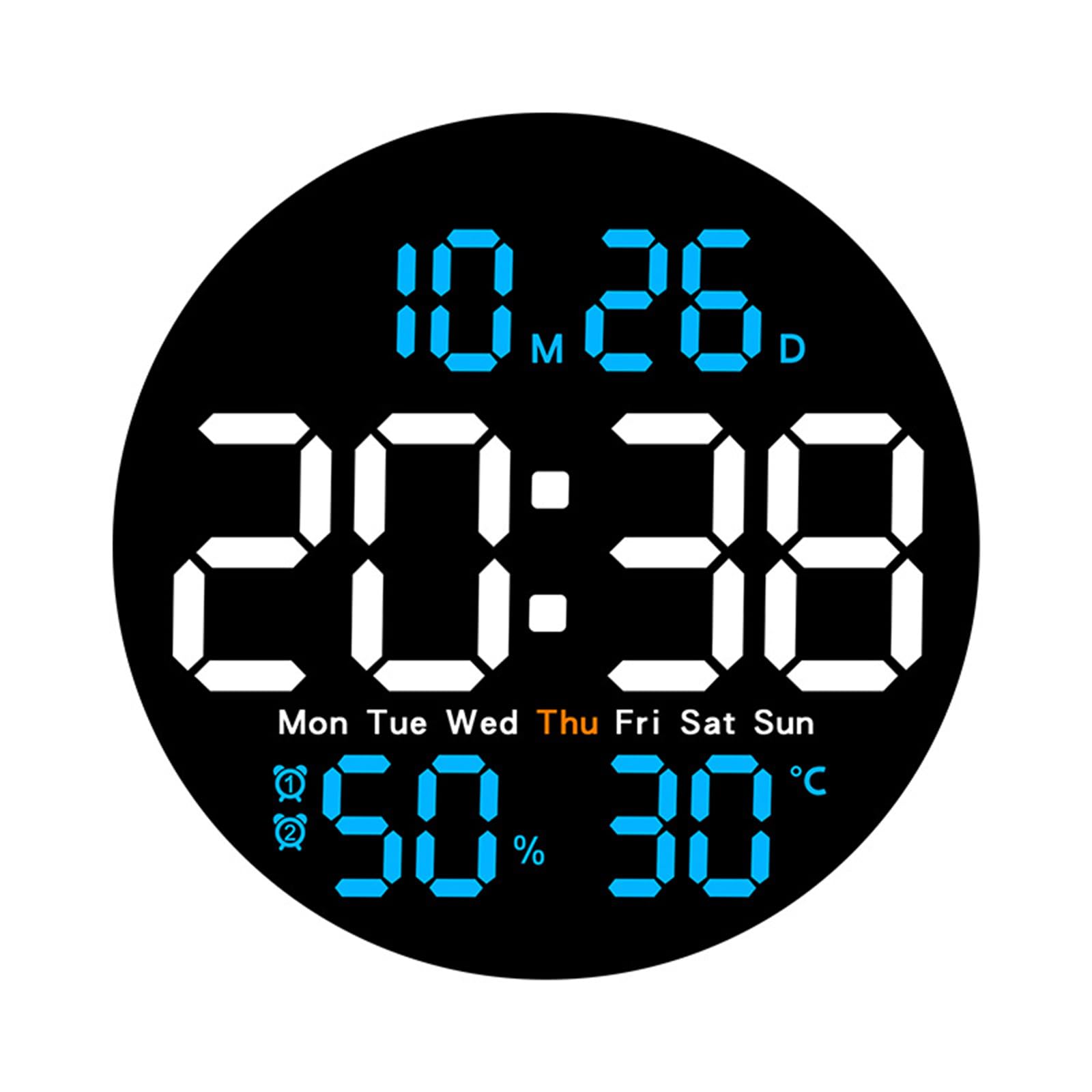 Reloj de pared con indicador de humedad y temperatura (negro y azul)