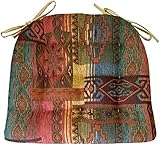 Sedona Dining Chair Pad with Ties - Medium 16.5 x 18 - Latex Foam Fill Cushion - Southwest & Santa Fe Decor (Mulberry, Terra Cotta, Turquoise, Beige)