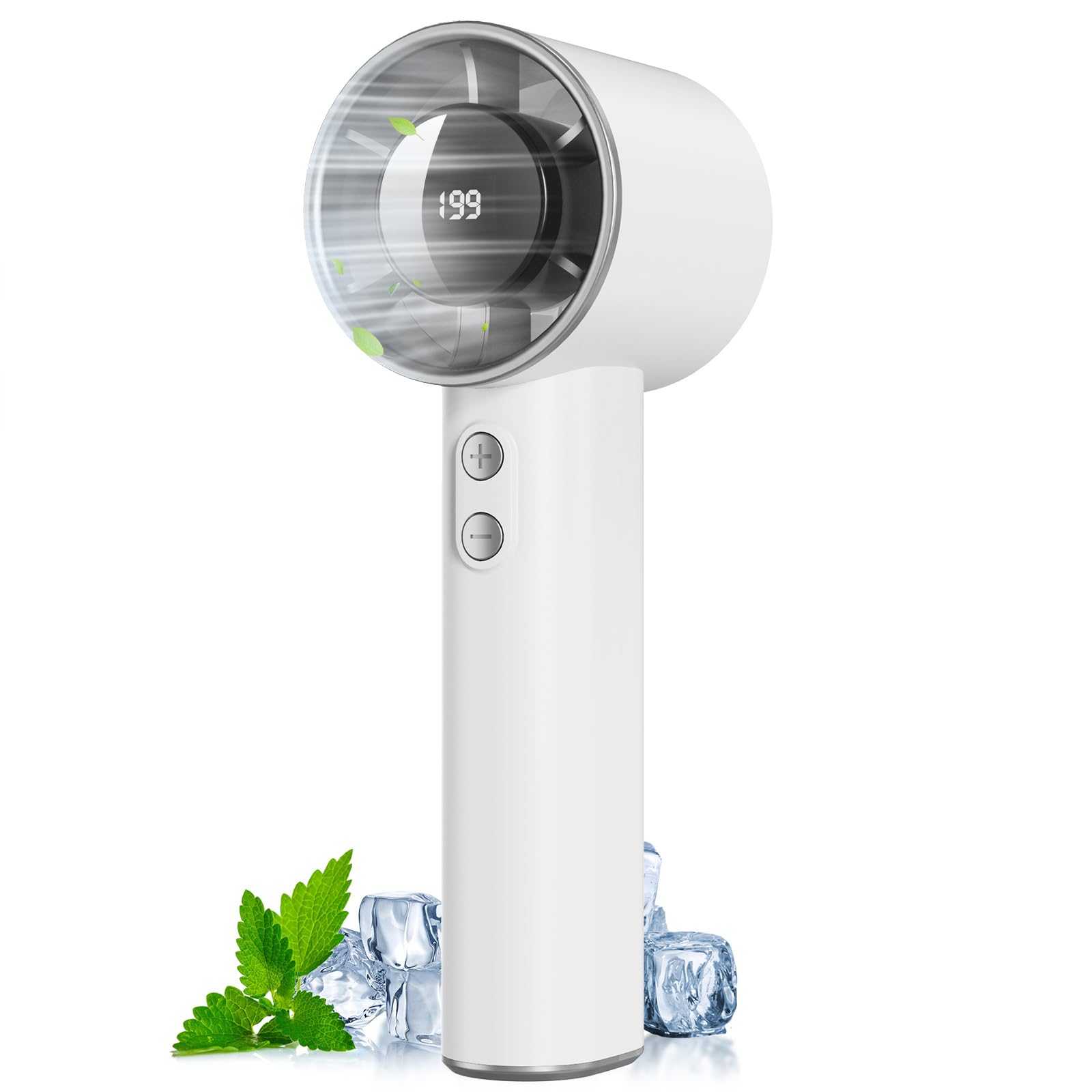 DDHTSAL Mini Portable Handheld Fan - 1-199 Speed Settings (up to 13H), 3000mAh Rechargeable Small Fan, LED Display whith Lanyard, Pocket-Sized Hand Held Fans for Home Office Travel Outdoor