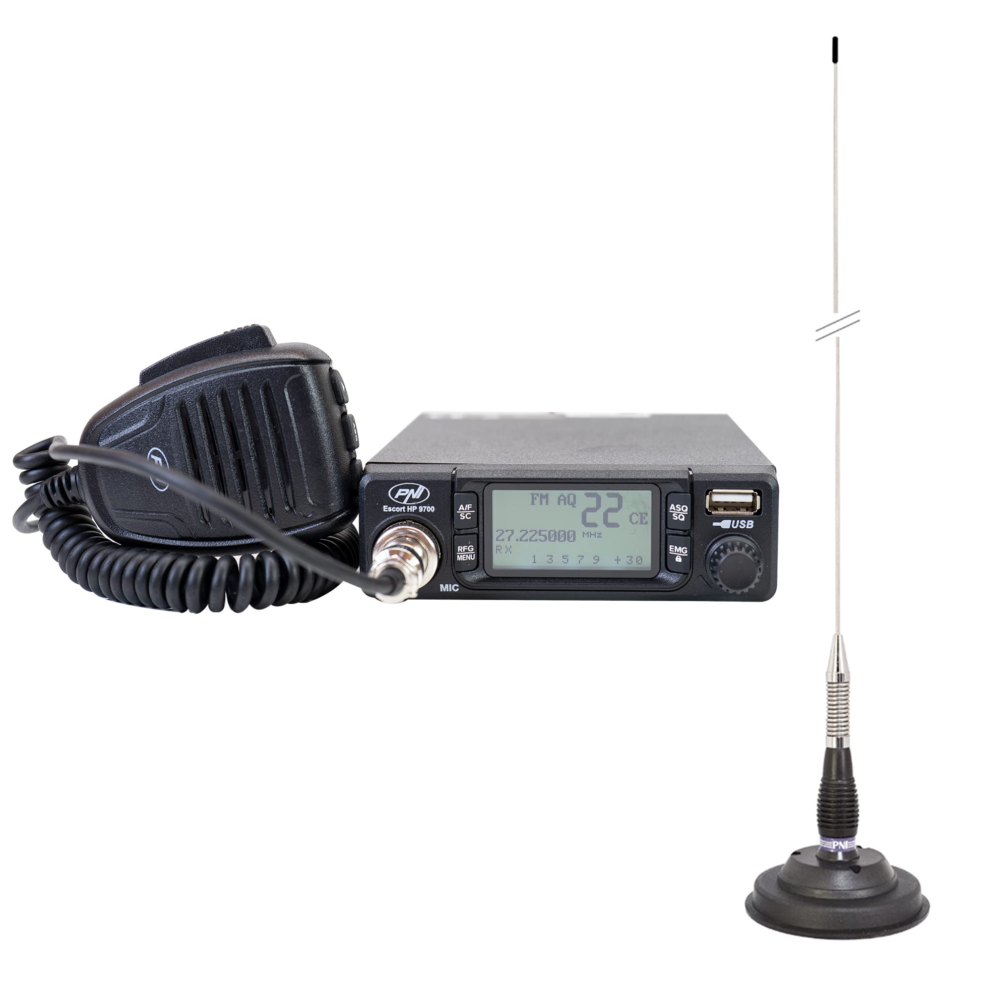 CB PNI Escort Radio HP 9700 USB y CB PNI ML100 Antena con Base magnética