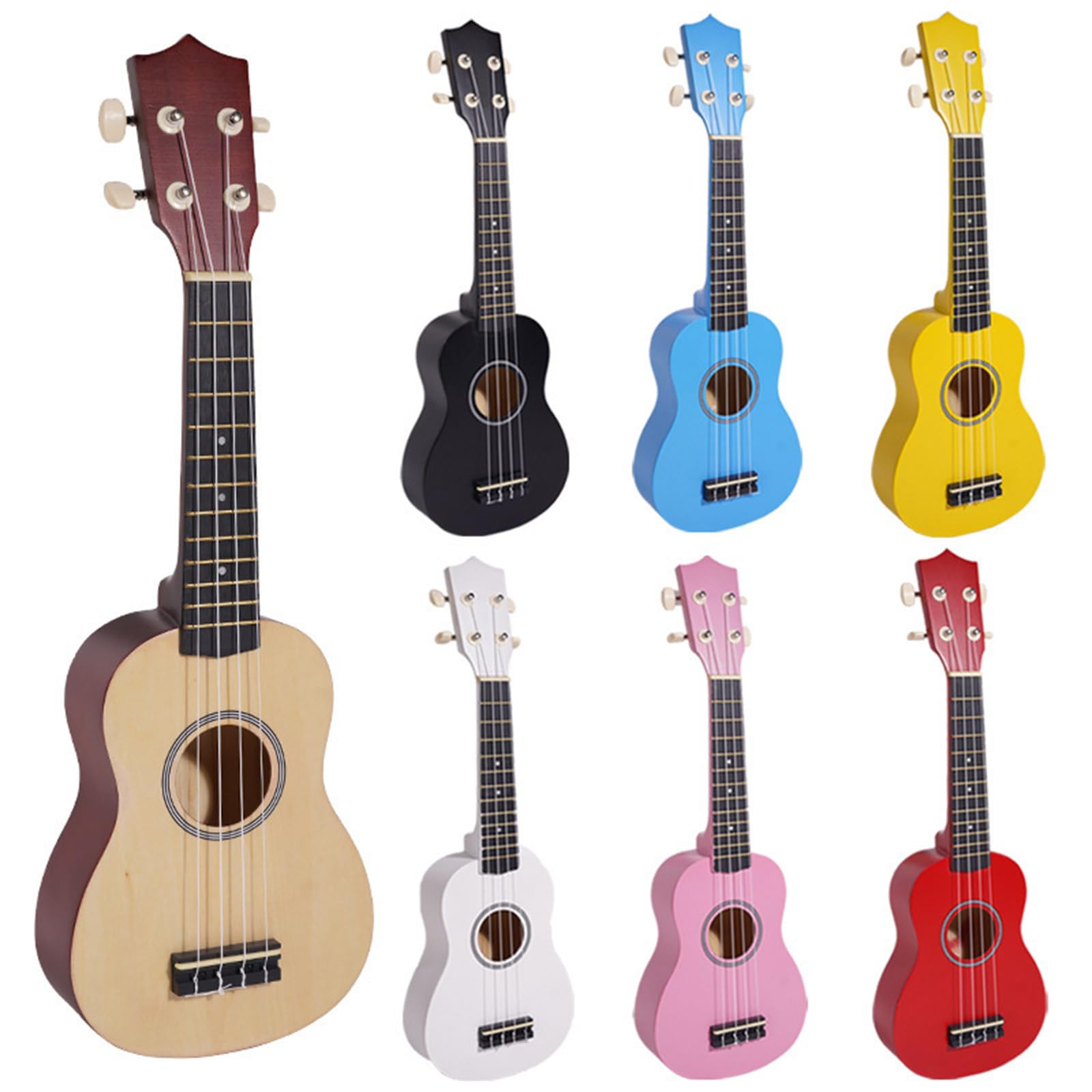 Ukulele classico da 53,3 cm, facile da trasportare per principianti, struttura in legno, adatto per studenti e artisti all'aperto