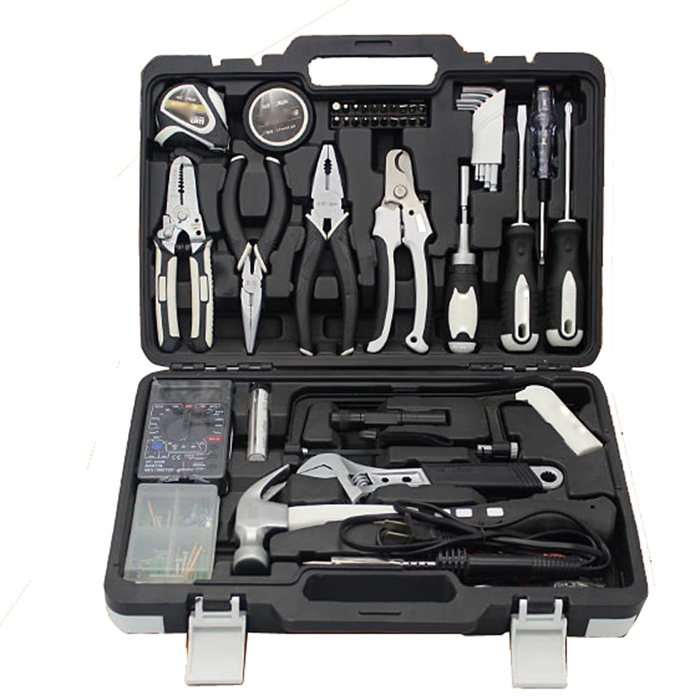 Kit herramientas 84 en 1 con caja de herramientas llave inglesa cortadores de alambre conjunto de bits Bricolaje para el hogar Reparar Mantenimiento Piezas de hardware Juego herramientas universal