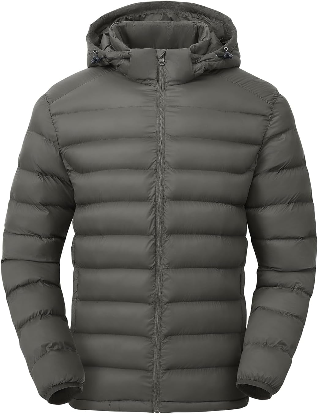TBMPOY Men's Lightweight Puffer Jackets Detachable Hood Water-Resistant Casual Winter Coat Hooded Insulated for Travel Ski
