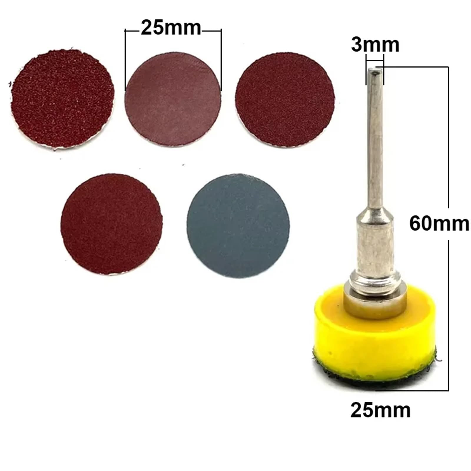 Dischi Abrasivi 100 pezzi 25 mm disco abrasivo da 1 pollice carta abrasiva tampone for lucidatura(1PC Holder)