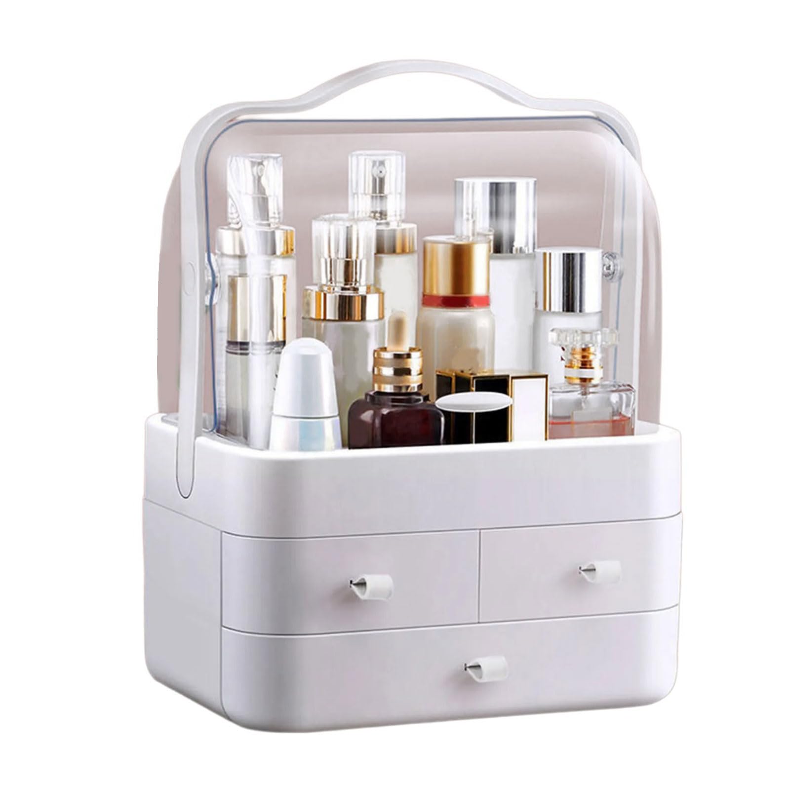Yhplxyuus Sturdy PVC Cosmetic Organizers with Clear Drawers for Quick Access for Makeup Lovers and Families Organization Desktop Tidying Solution