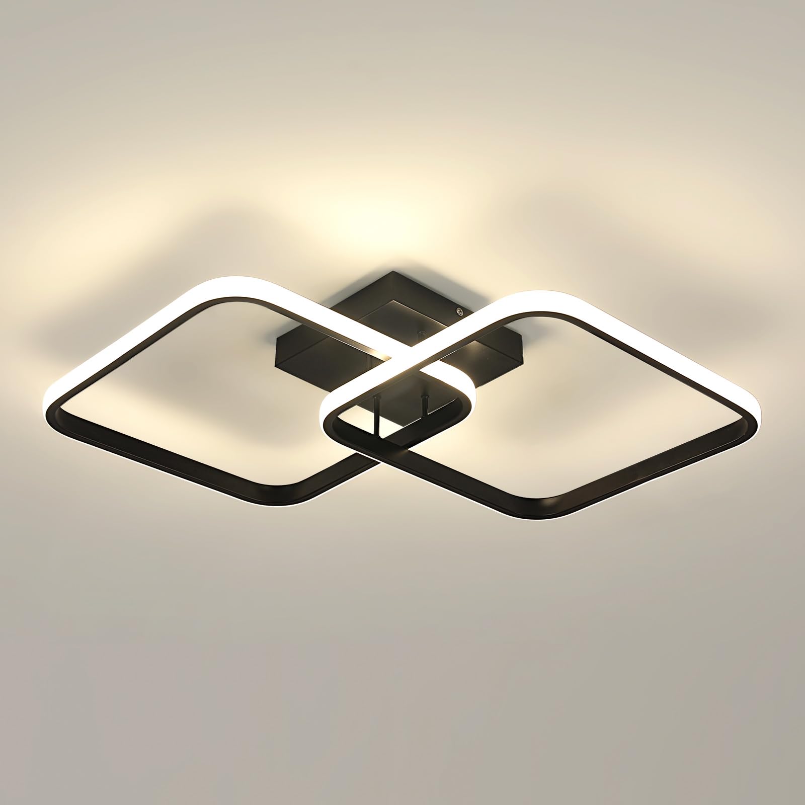 Osairous Plafoniera LED Soffitto Moderno, 42W 4725LM Lampada da Soffitto LED, Plafoniera Quadrata Nera Soggiorno in Acrilico per Camera da Letto Cucina Studio Ufficio, Luce Neutra 4500K, 64CM