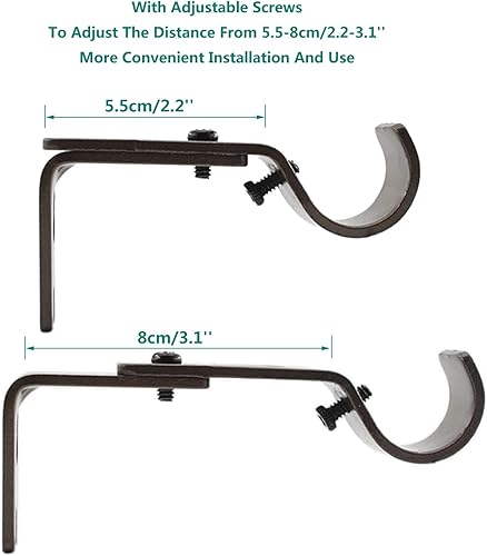 Miniatura 4 de ULIFESTAR - Soportes ajustables para barra de cortina, paquete de 3 soportes resistentes para barra de cortina de ventana, soporte para barra de 1