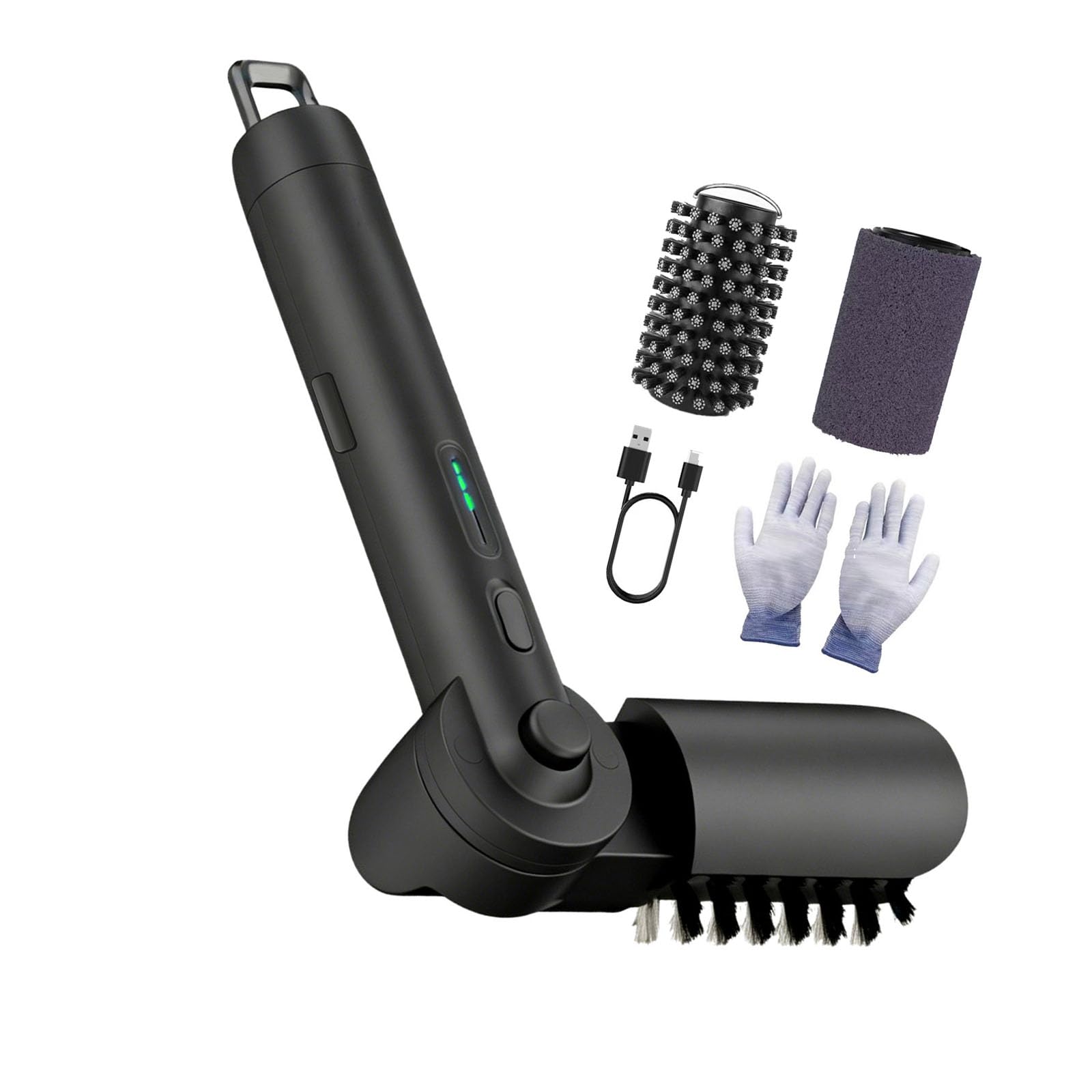 carotoe Rotating BBQ Scrubber with Replaceable Steel Roller and Scouring Pad Heads, Type-C Cordless Power for Outdoor Grill Upkeep and Grill Pans Brush Patio Maintenance Post Cook Cleanup