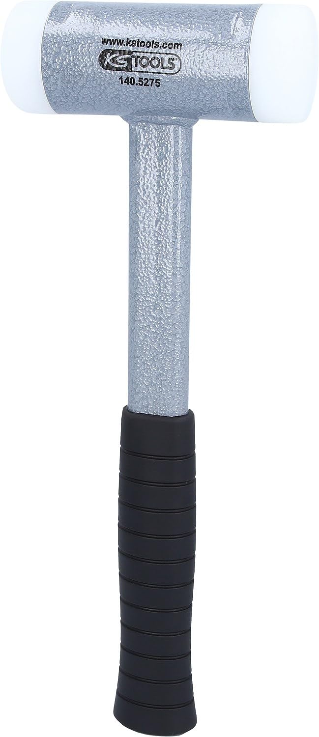 KS Tools 140.5275 Mazzuola, Antirimbalzo, con Manico Tubolare in Acciaio Stabile e Robusto, Teste Intercambiabili in Resistente Polia mmide Antischeggia Peso 1110 G, 310 mm