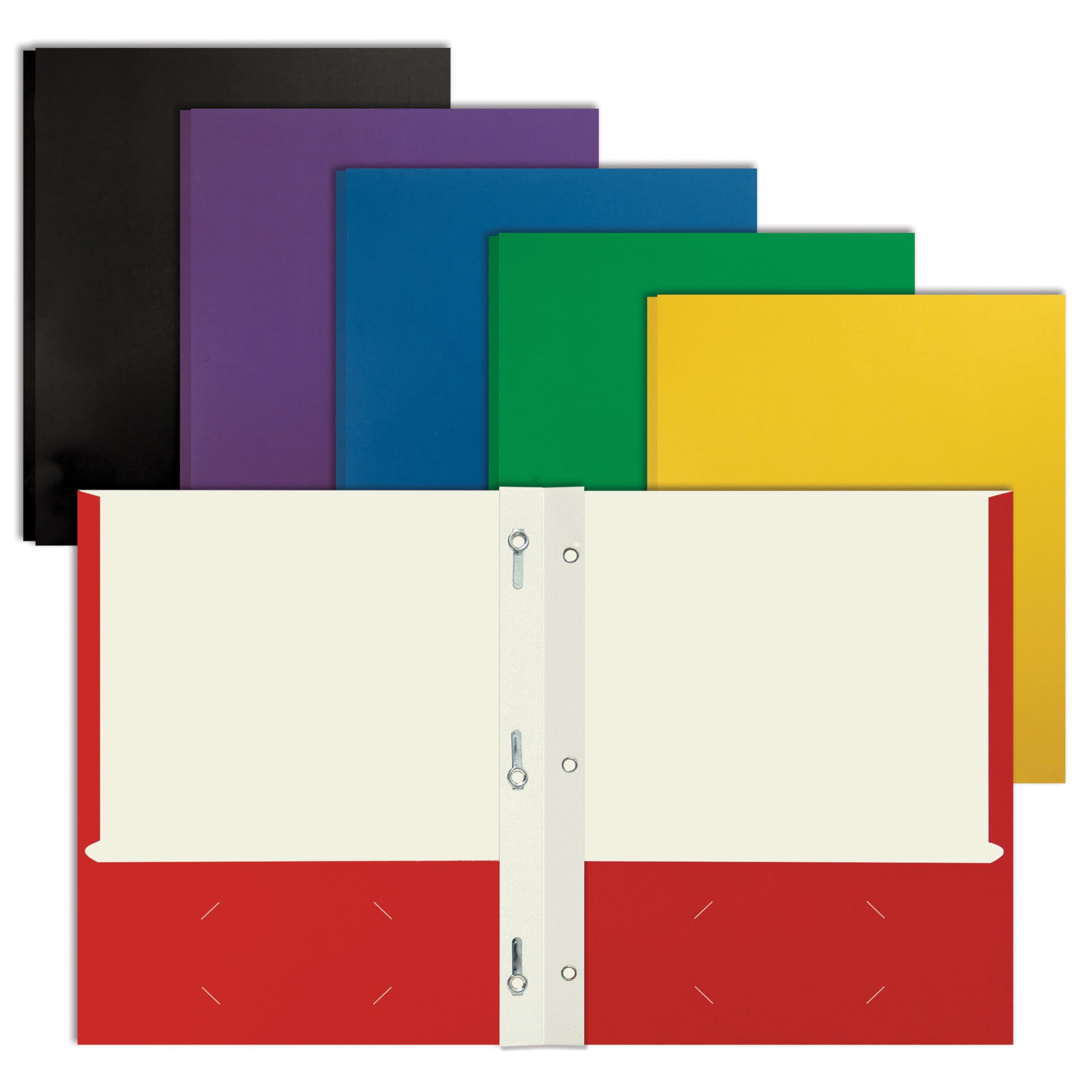 Better Office Products - Carpetas de papel de 2 bolsillos con dientes, tamaño carta, 100 unidades, varios colores primarios, con cierres