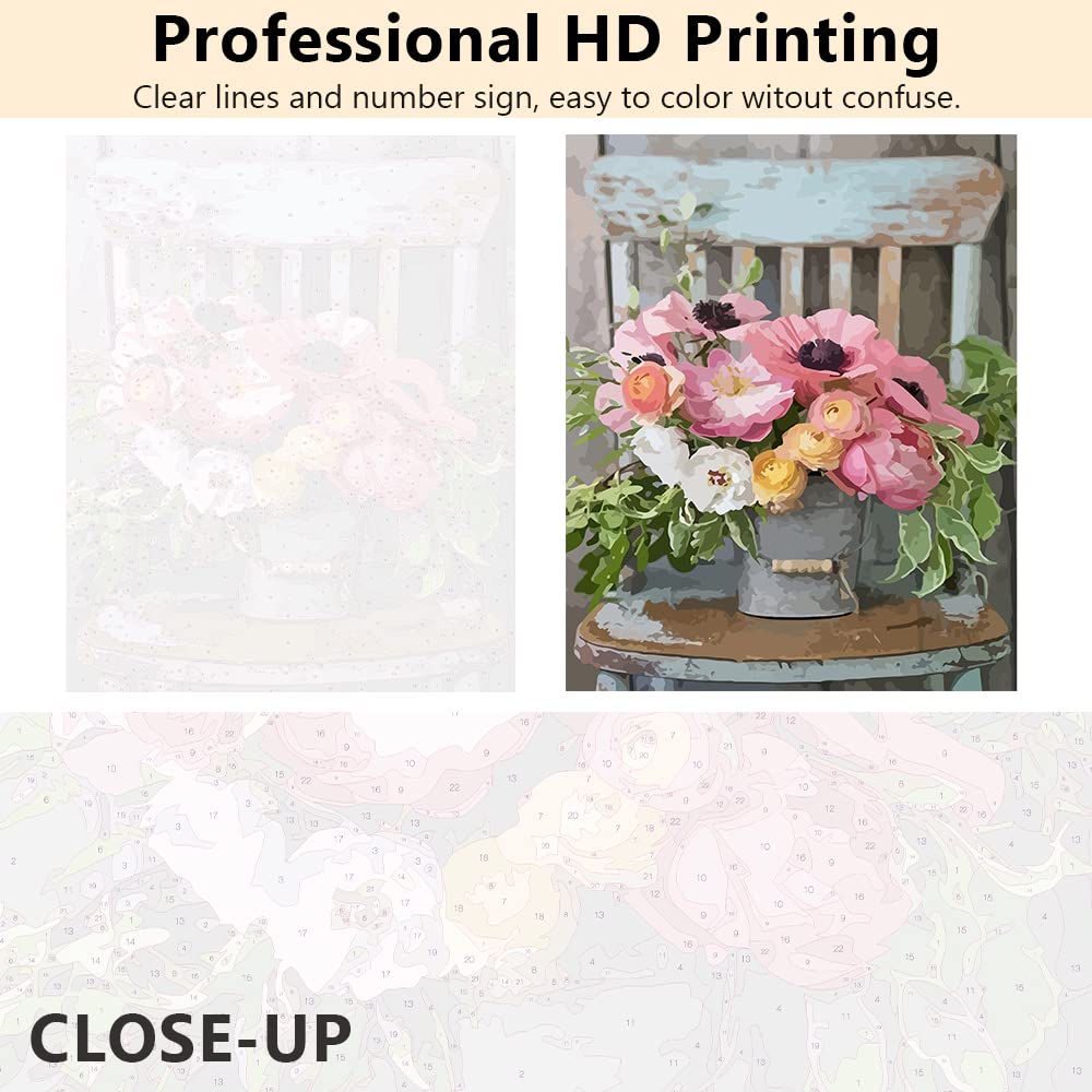 Kit Peinture Par Numéros Pour Adultes - Toile 16x20 Pouces (40x50 Cm), 3 Pinceaux, Peintures Acryliques - Loisir Créatif, Déco Maison, Cadeau