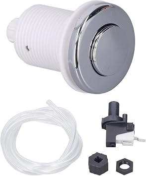 Garbage Disposal & Spa Bathtub Air Switch Button Kit - Pneumatic Activation Accessory with Air Hose - Fits Food Waste Disposers