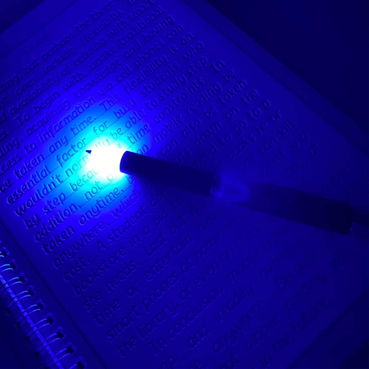 Penyeah Lighted Tip Pen, LED Light Pen for Writing In The Dark, 2-Brightness Adjustable AAA Battery Powered Heavy Pens Fancy Gift Pen Set - White Light/Blue Light