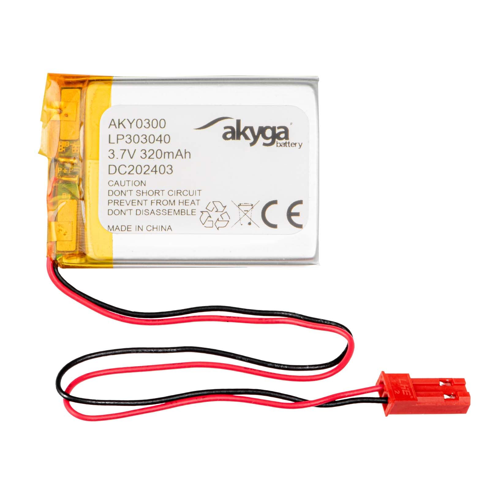 3.7 V 320 mAh Battery LP303040 Lithium Polymer AKYGA AKY0300 Li-Po Battery PCM JST 2-Pin Connection 2.54 15 cm