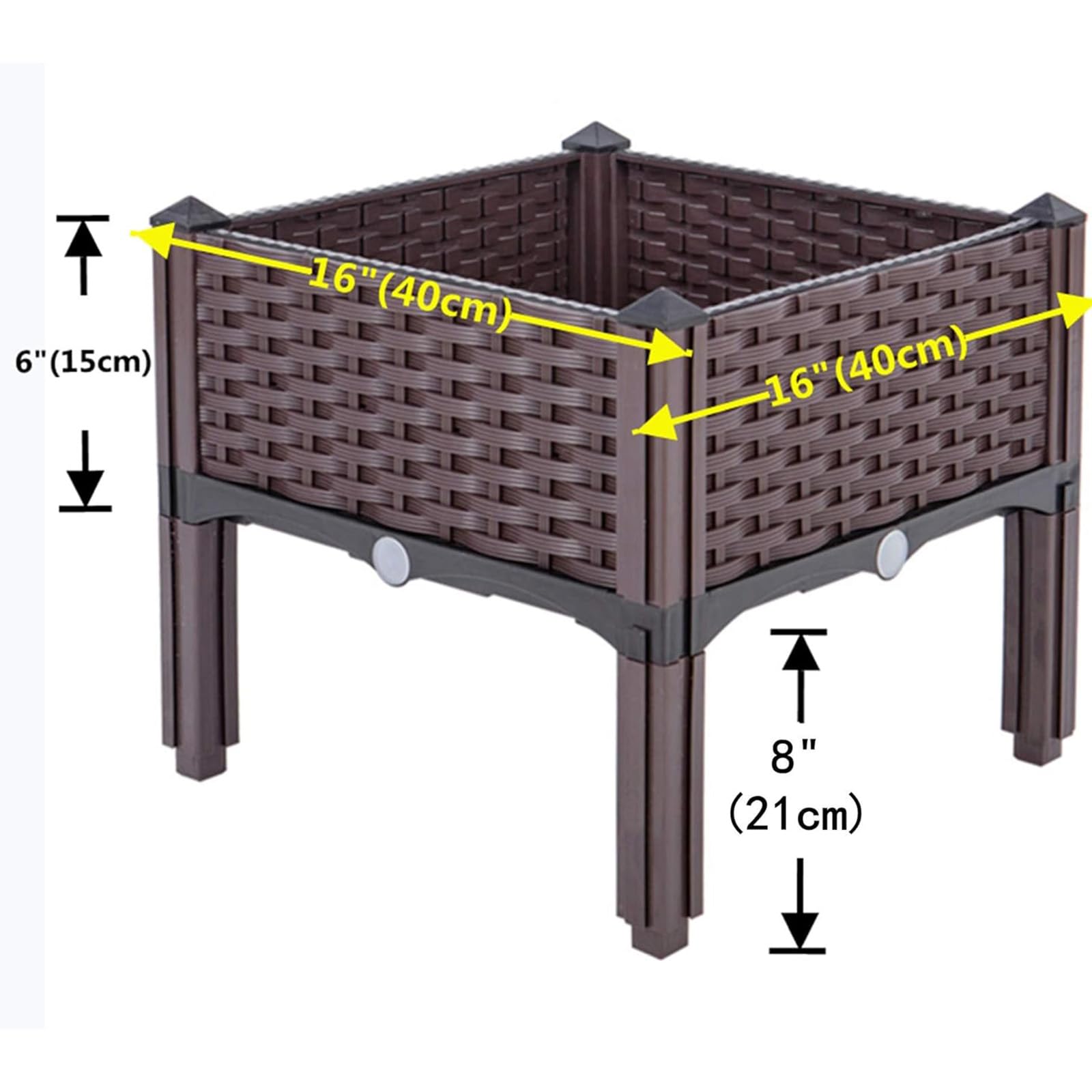 Podwyższona skrzynia ogrodowa z nogami, nowoczesna, plastikowa, podwyższona grządka w stylu rattanu, do warzyw, ziół i kwiatów - Garden Gardening Solution