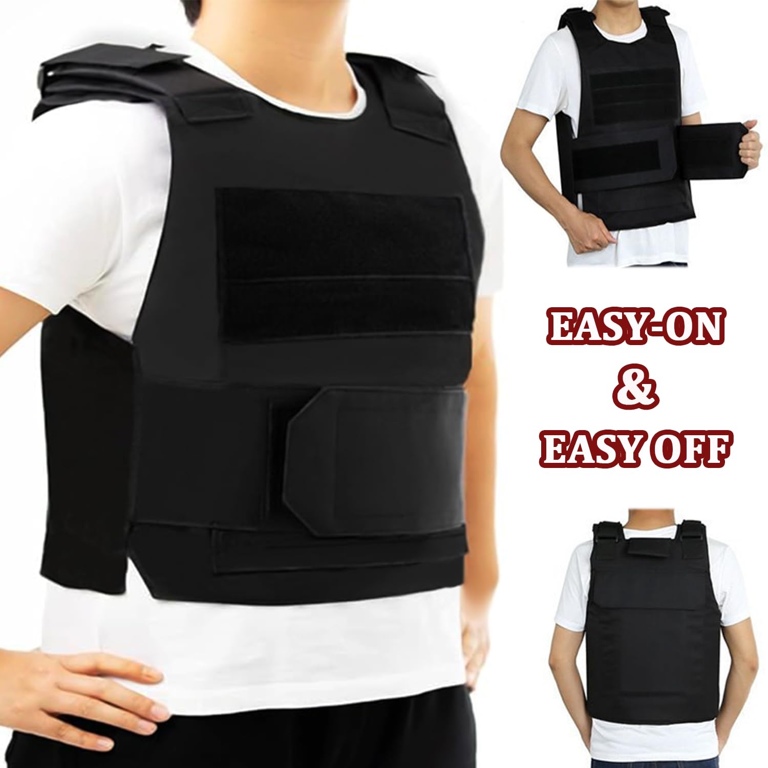 Favuit Gilet tactique noir pour airsoft, paintball, gilet de protection réglable, protection de poitrine, gilet de sport, accessoire pour chasse, pêche, camping, airsoft, paintball