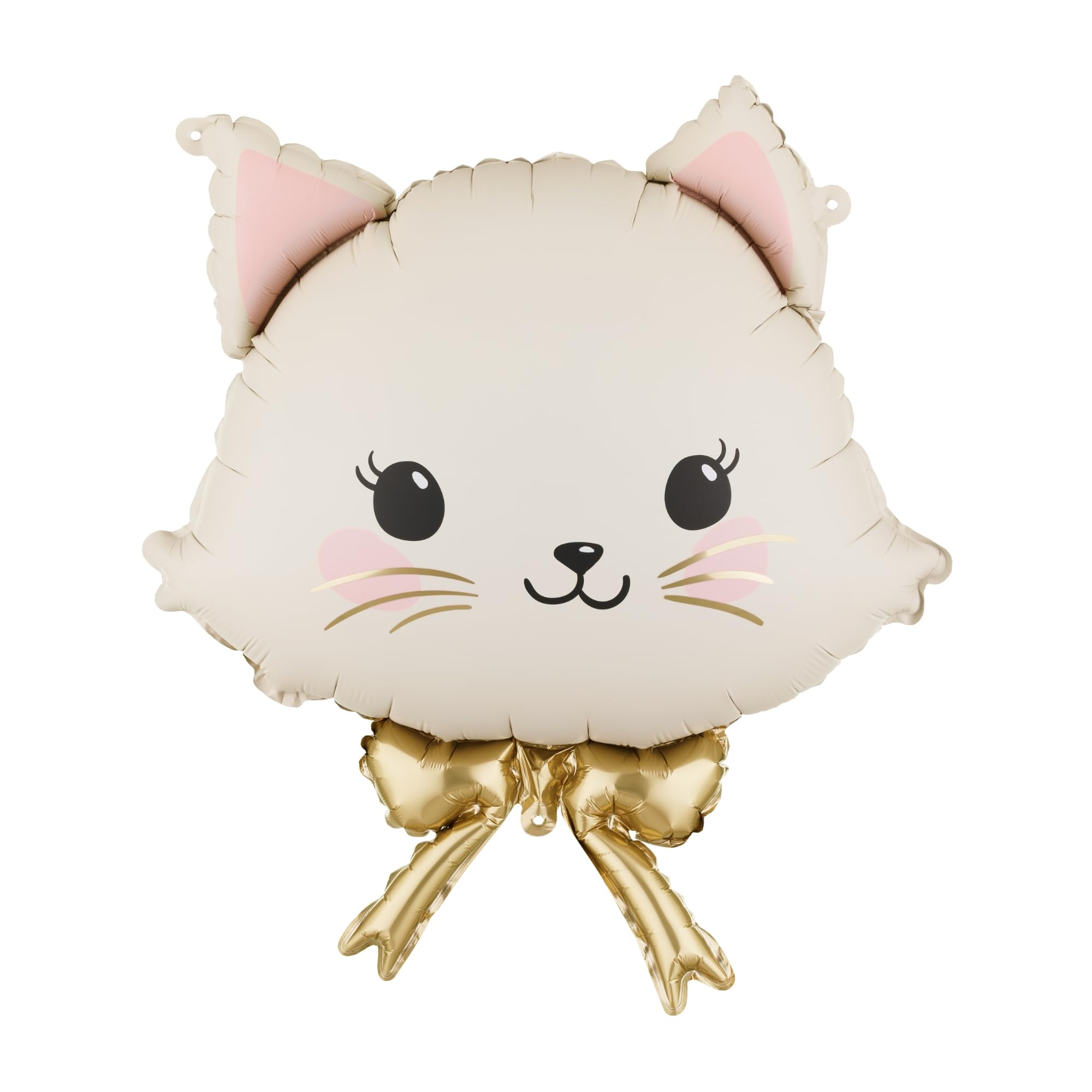 Cat Mylar Balloon PartyDeco 19.7x23.6 Inch – Cute Kitty Foil Cat Head with Gold Bow for Kids Birthday Party, Helium or Air Fill — image 1