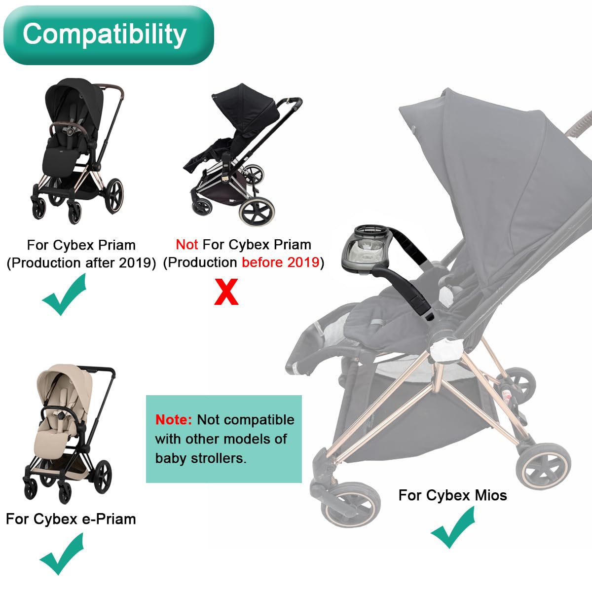 Cybex Mios Priam e-Priam Wózek Food Tray Kompatybilny z wózkiem Akcesoria do wózka Quick Installation Składany z wózkiem Łatwy dostęp | Idealny towarzysz podróży dla Mios & Priam