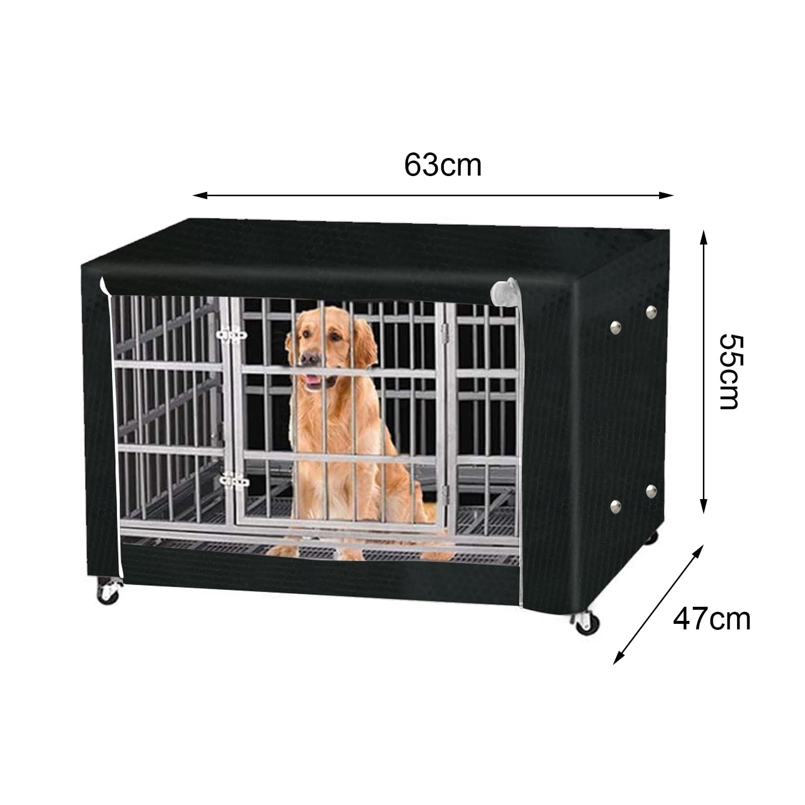 Hundekäfigabdeckung,Hundekäfig Abdeckung,Hundekäfig für Drinnen und Draußen,Abdeckung für Hundeboxen mit Doppeltür langlebig Winddicht,Hunde-Zubehör für Den Innen und Außenbereich