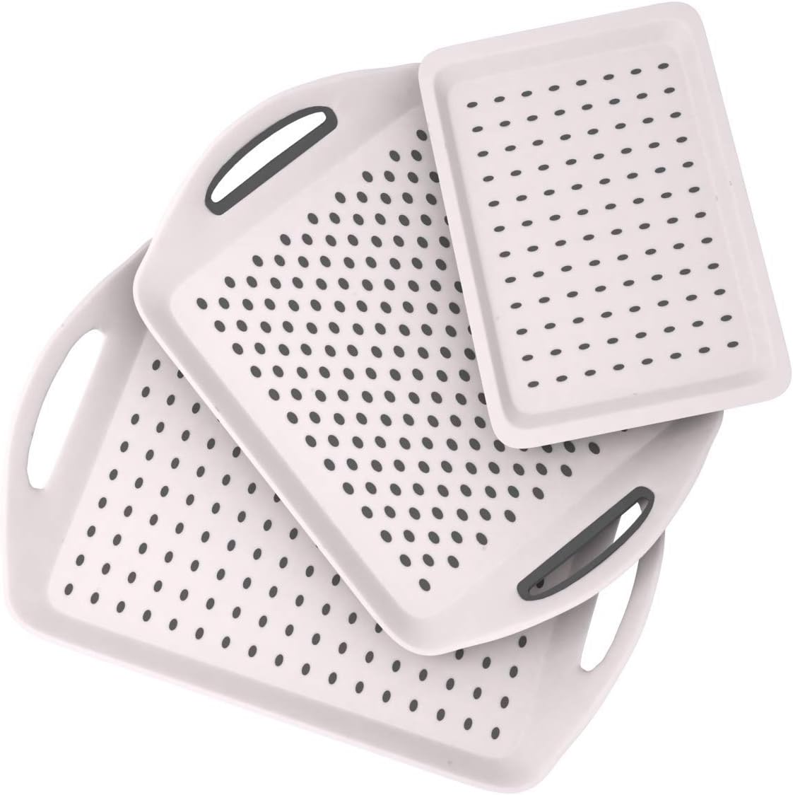 3PC Anti-Slip Food Serving Tray with Handles 17.9" + 15.7" + 13" Dinner Trays for Lap + Small Drink Tray | Breakfast Tray | Bed Tray | Food Tray | Lap Trays for Eating | Serving Trays