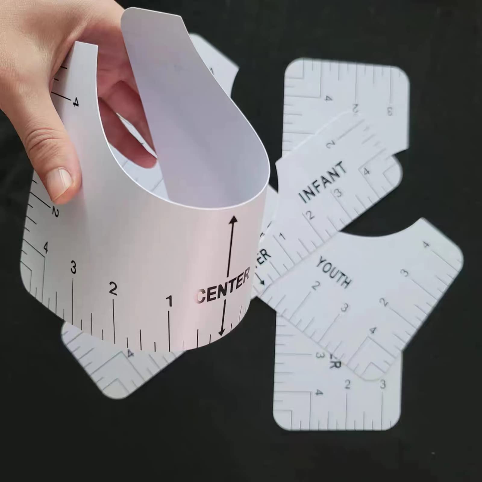Set 8 Righelli Di Allineamento Per T-Shirt, Con Pennarello E Metro A Nastro, Guide In PVC Per Stampa A Caldo, Serigrafia E Cucito