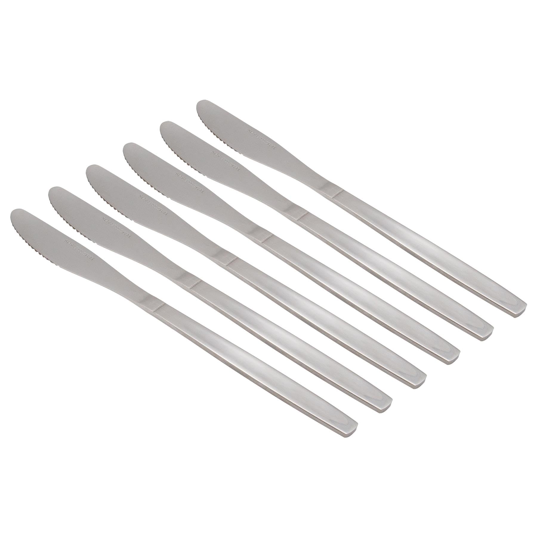 Argon Tableware Economy Stainless Steel Dinner Knives - 22cm - Pack of 6 - Silver Dining Knives High Polished Flatware Metal Butter Knife Dishwasher Safe 6-Piece Table