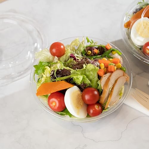 Miniatura 6 de Thermo Tek - Ensaladeras desechables de 32 onzas, 50 cuencos redondos para delicatessen, evita grietas y fugas, cuencos sostenibles de plástico