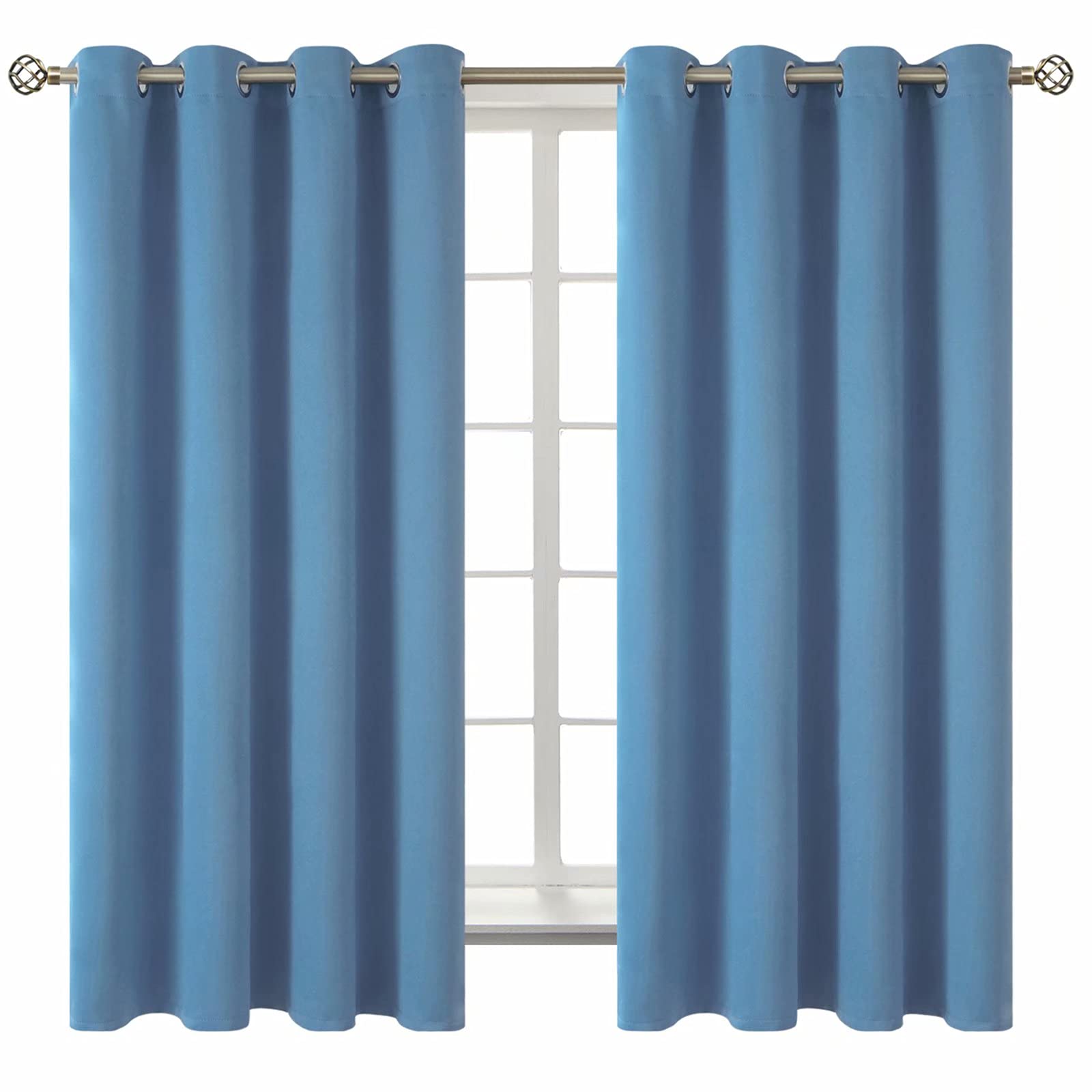 BGment Denim Blue Blackout Curtains for Bedroom 63 Inch Long - 2 Panels