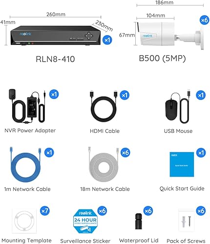 Miniatura 9 de REOLINK Sistema de cámara de seguridad para el hogar de 8 canales de 5 MP 6 cámaras IP PoE con cable de 5 MP para exteriores con detección de