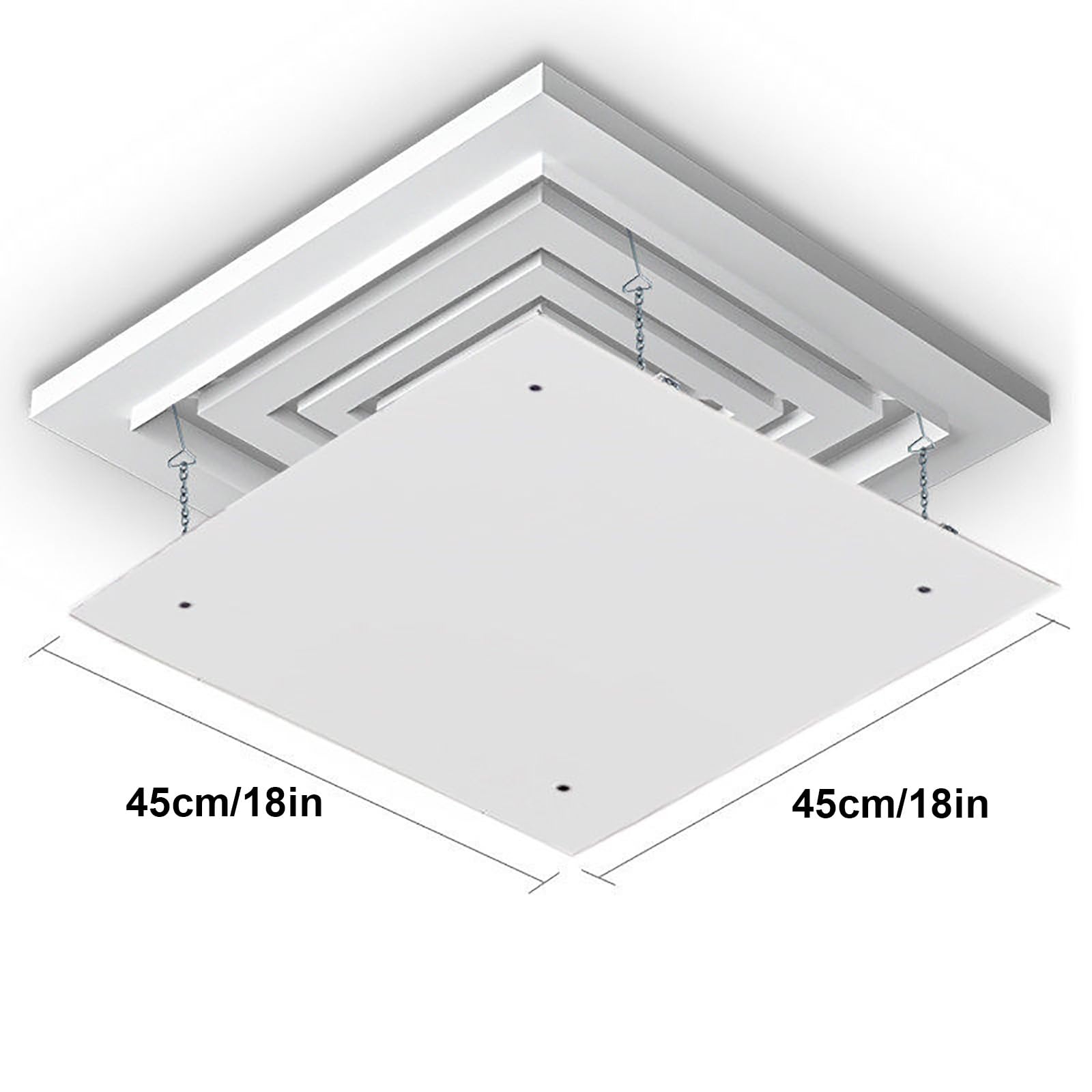 Deflettore Condizionatore Centralizzato, Deflettori d'Aria per Bocchette di Ventilazione a Soffitto, Parabrezza Aria Condizionata, Design con Gancio a Catena(45x45cm/18x18in)