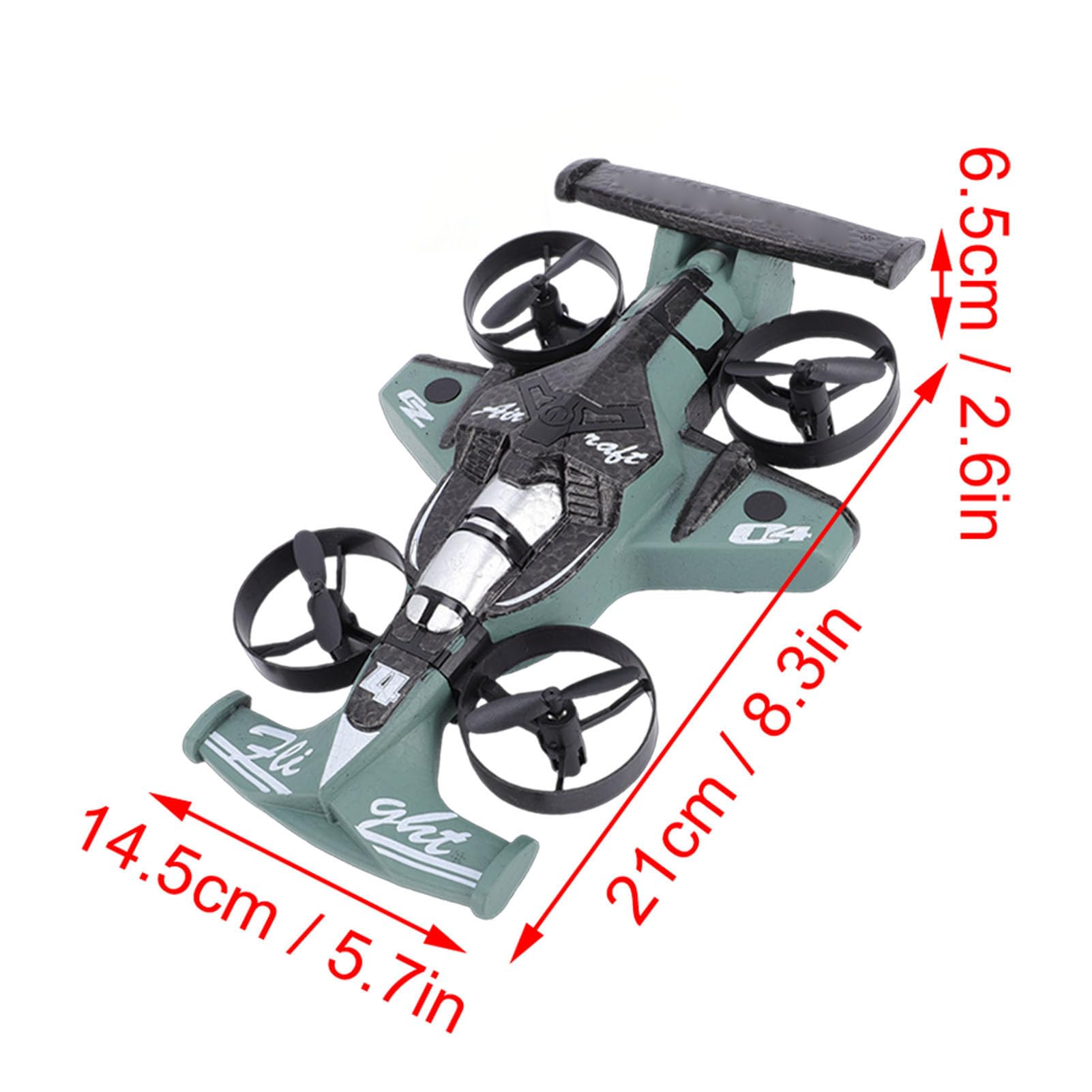 CCYLEZ Drone e Auto RC 2 in 1, Giocattolo RC con modalità di Volo e Deriva, Quadricottero Trasformabile per Bambini Adulti, Decollo Facile con Un Tasto, 3 velocità, Volo di 15 Minuti, (GREEN)