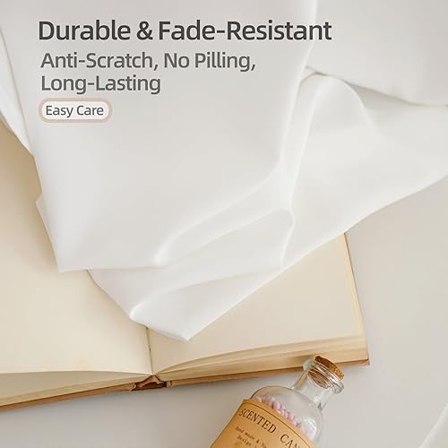 Miniatura 6 de MYSTIC-HOME Cortinas traslúcidas de 95 pulgadas de largo, 2 paneles blancos, cortinas filtrantes de luz 100% de privacidad para dormitorio y sala de