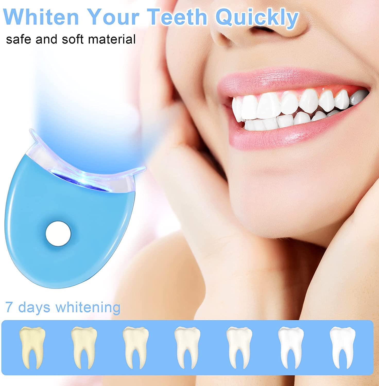 Kit Sbiancamento Denti, 10 * 3ML Gel Sbiancante Denti Led Professionale, Rimuove Denti Macchie e Riduce Sensibilità dei Denti per Pulizia e Sbiancamento dei Denti