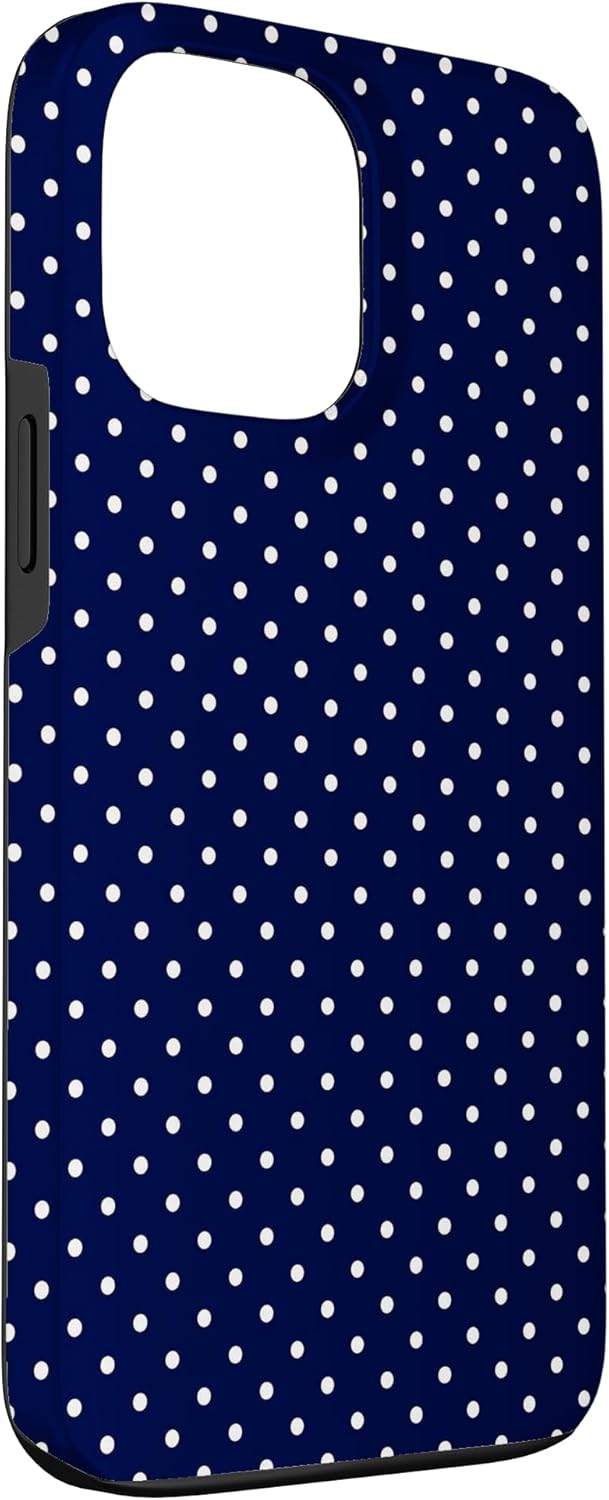 Minimalist Cute Soft Navy Blue and White Polka Dot Pattern Case for iPhone 13 Pro Max - Image 3