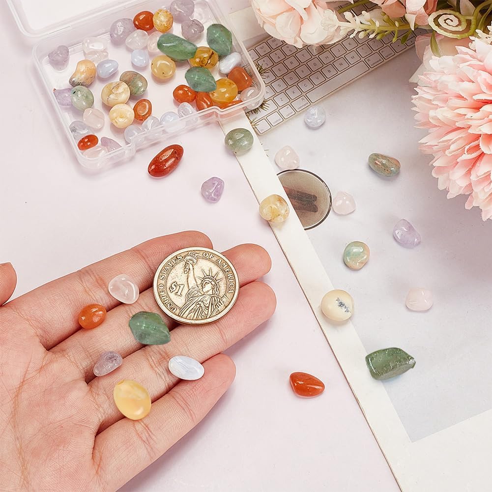 PH PandaHall 60pcs 6 Colors Irregular Natural Gemstone Beads 5~8mm Nugget Tumbled Chakra Bead with 0.8mm Hole Crystal Drilled Loose Beads Gemstone Bead for Bracelet Earrings Necklace Jewelry Making - Image 3