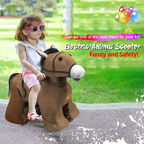 HOVER HEART Rechargeable 6V/7A Plush Animal Ride On Toy for Kids (3~7 Years Old) with Safety Belt (Horse) - Thumbnail 5