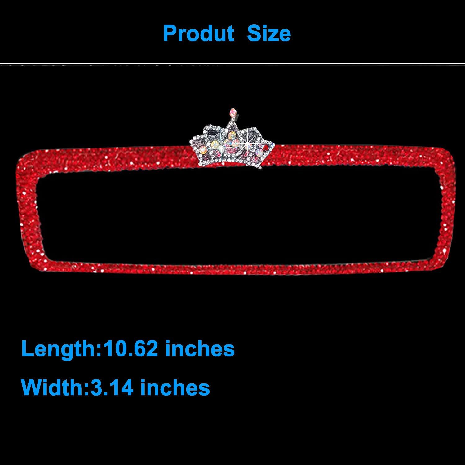 Unifizz Bling Rhinestone Rear View Mirror Cover, Car Rear View Mirror with Crystal Diamonds Bling Rhinestones Car Rear View Mirror Car Interior Trim(Red)