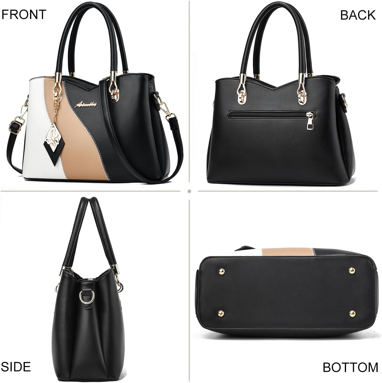 Purses and Handbags for Women Tote PU Leather Ladies Satchel Top Handle Crossbody Shoulder Bag | PU Leather, Ladies, Top Handle, Crossbody - Image 4