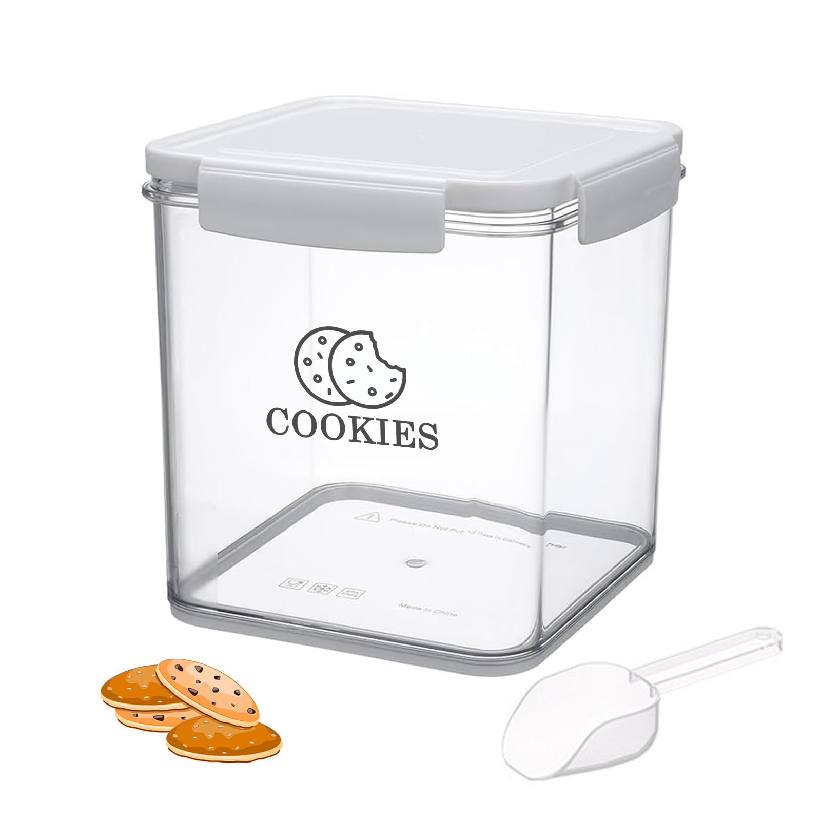 Gzsekken Biscuit Jar with Sealed Lid, Plastic Snack Storage Containers, Airtight Biscuit Box, BPA-Free Tin Food Storage Jar