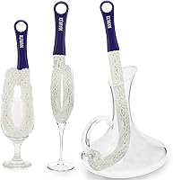 Vista 8 de KUWAN cepillo multifunción flexible de estropajo para limpiar botellas, decantadores de vinos, copas y vasos