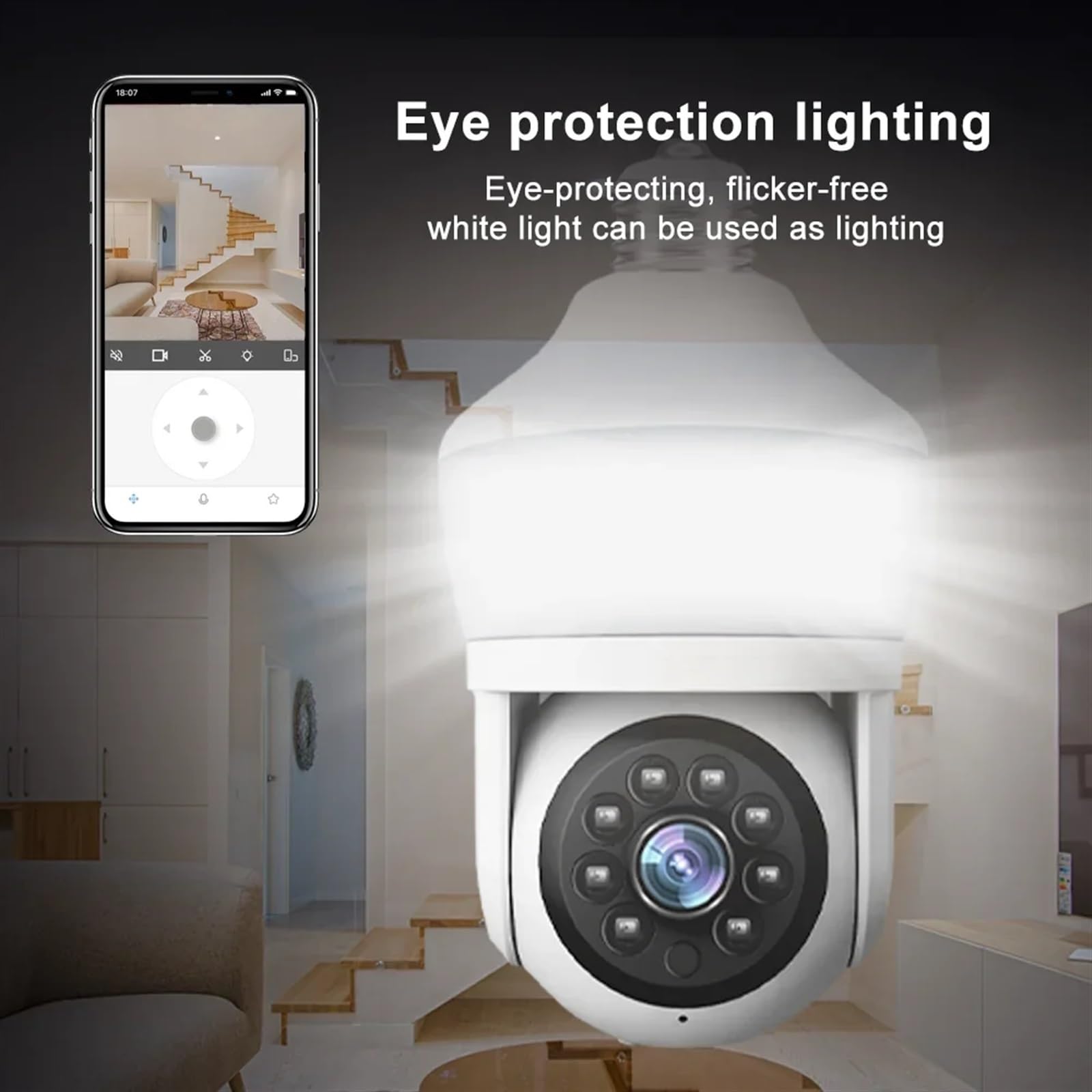 Camera Surveillance, Caméra ampoule 3MP E27, caméra de surveillance domestique, Vision nocturne, suivi automatique du corps, vidéo 4G, moniteur de sécurité for maison intelligente ,Sécurité, Antivol(3