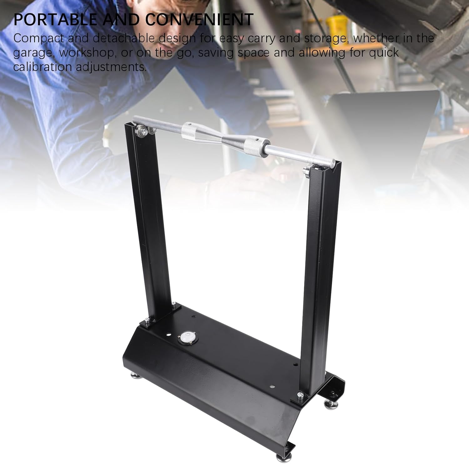 Motorcycle Wheel Balancer Alignment Balancing Tool with Adjustable Centering Cones Heavy Duty Motorcycle Wheel Balancing Stand Black